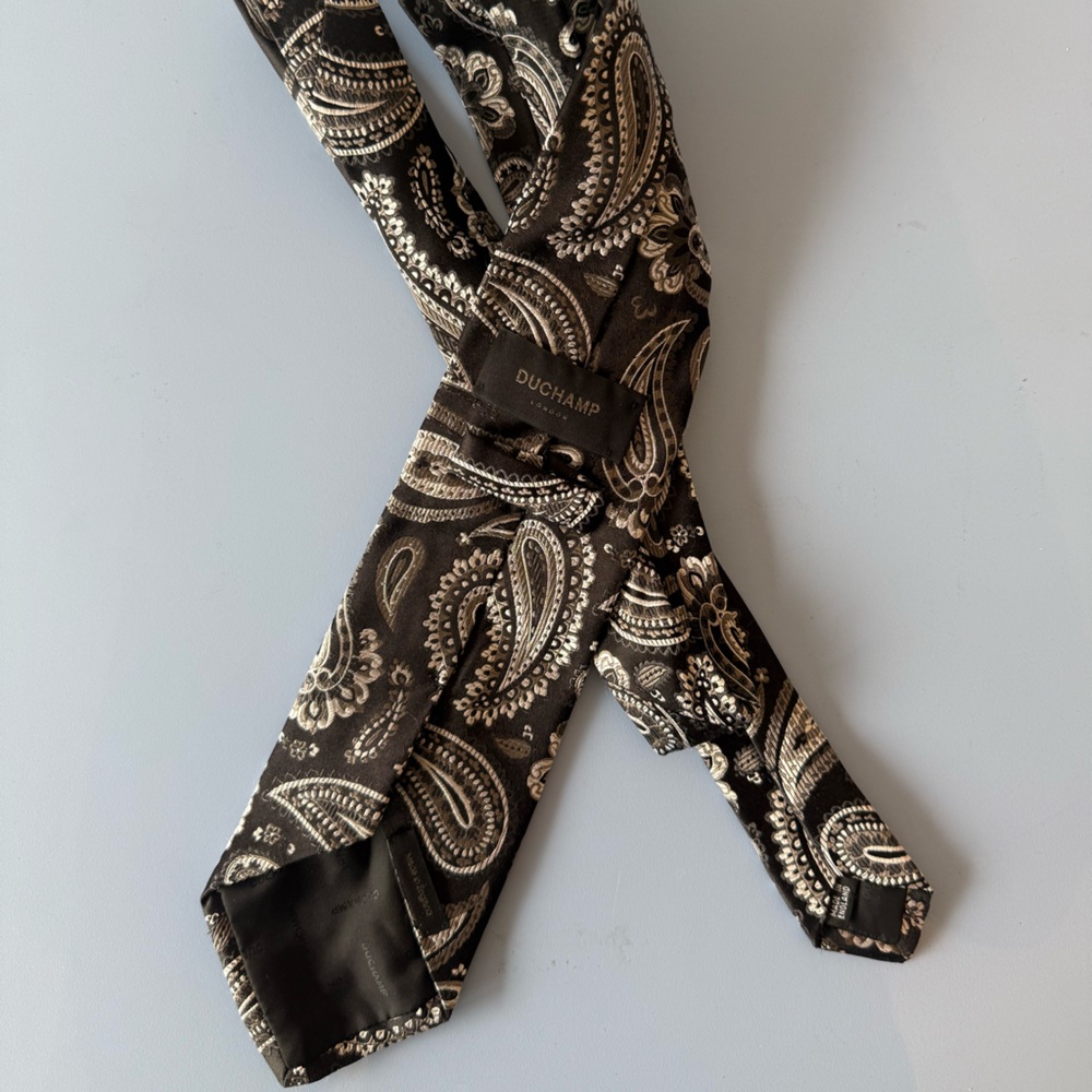 Duchamp Black and White Paisley Tie